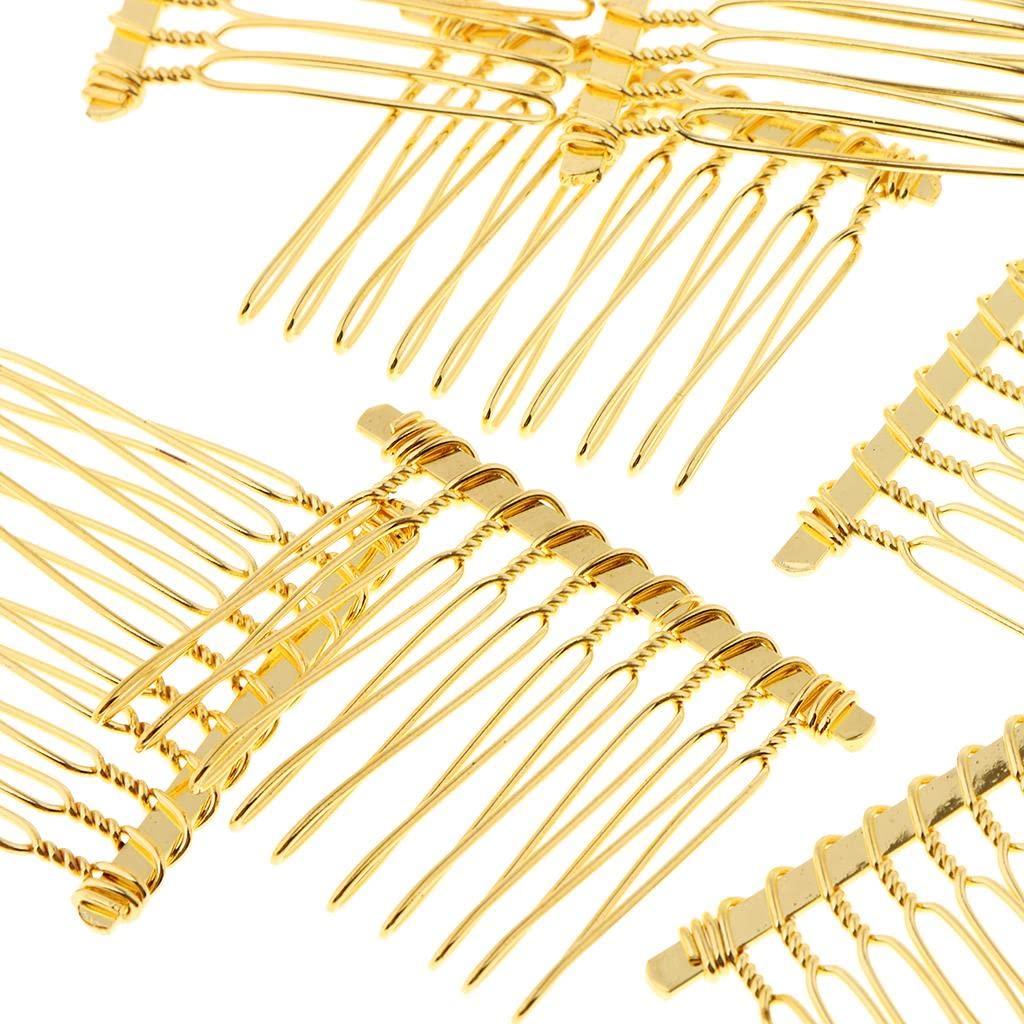 APLVFFZH 10Pcs Metal Hair Comb Slide Side Combs Hair Clip Hair Jewelry Decor, Gold