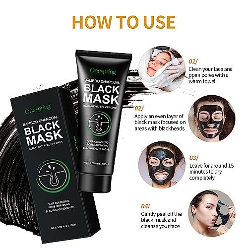 Onespring Onespring Blackhead Remover Mask, Peel Off Black Mask for Men and Women, Purifying Charcoal Face Mask for Deep Cleansing Blackheads, Dirt, Pores, Excess Oil (3.38 fl. oz)