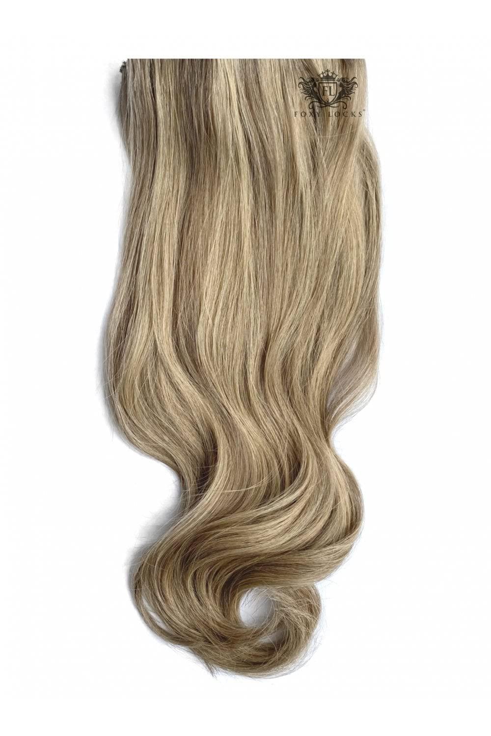 Foxy Locks Foxy Locks Cappuccino Deluxe 18\" Silk Seamless Clip In Human Hair Extensions 180g