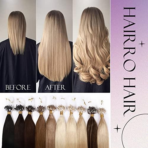 Hairro Hairro Microlink Human Hair Extensions Micro Loop Remy Hair For Women Micro Bead In Hair Invisible Pre Bonded Cold Fusion Loop Hair 22 Inch 50g 50 Strands #4T27 Medium Brown to Dark Blonde