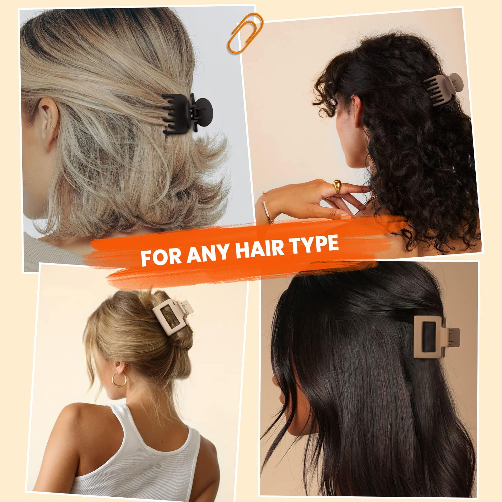 DEPOKA DEPOKA Matte Hair Clips for Women and Girls - Rectangle and Double Row Small Claw Clips for Thin/Medium Fine Hair - Nonslip Jaw Clips (Beige, Khaki, Brown, Black)