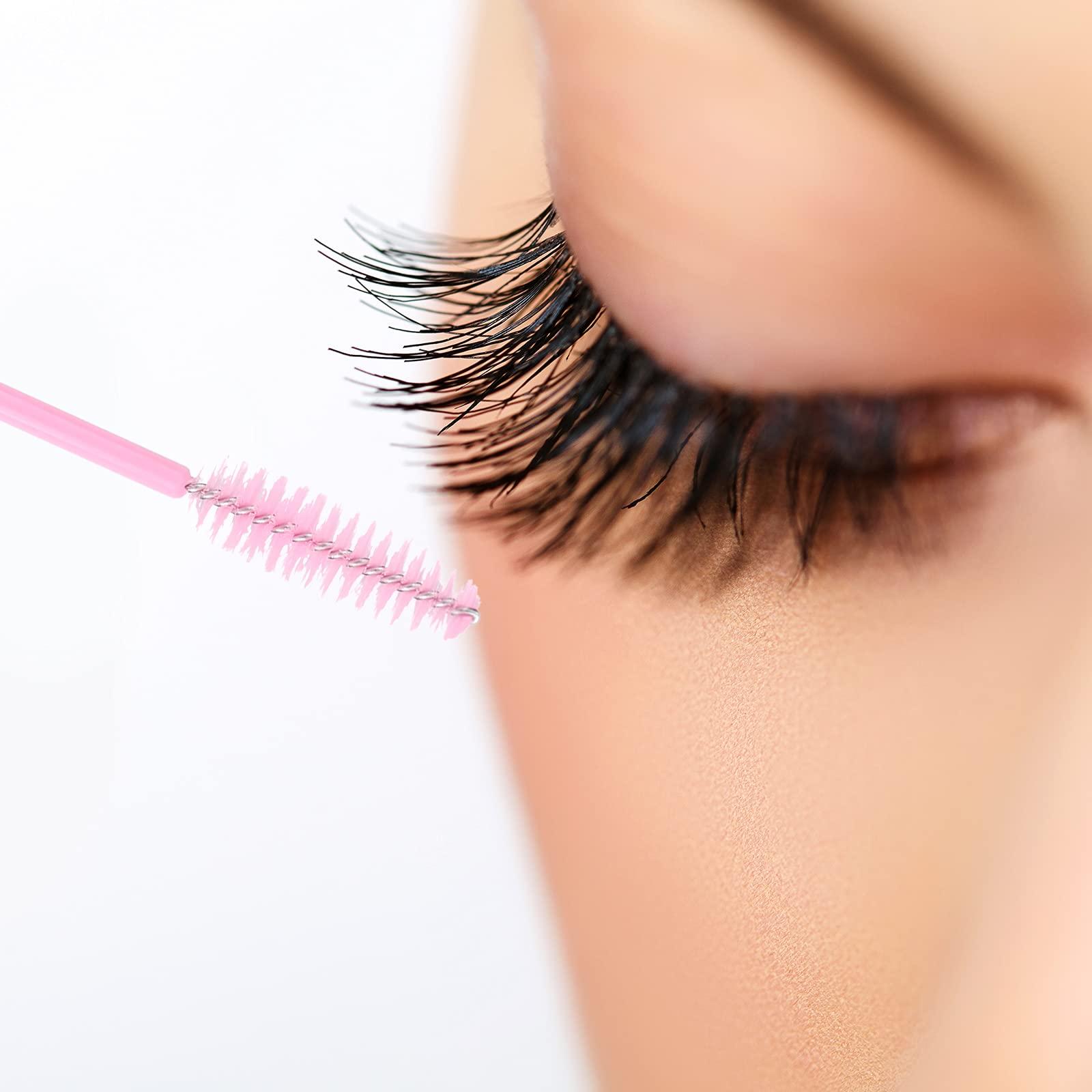 G2PLUS G2PLUS 100PCS Disposable Eyelash Brushes, Adjustable Mascara Wands Makeup Applicator, Eyelash Spoolies Brushes for Eyelash Extensions and Eyebrows (Baby Pink)