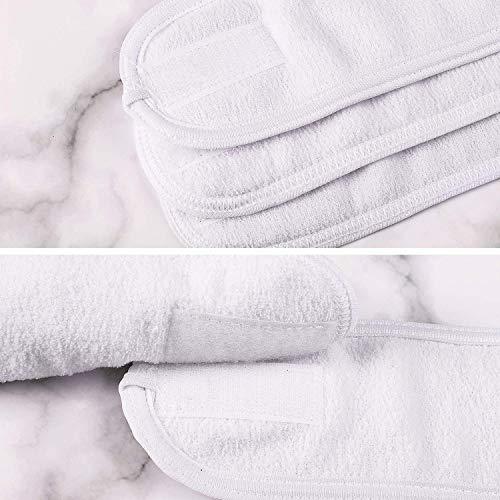 Whaline 4 Counts Spa Facial Headband Whaline Head Wrap Terry Cloth Headband Stretch Towel with Magic Tape for Bath, Makeup and Sport, 3.5\" Wide (White)