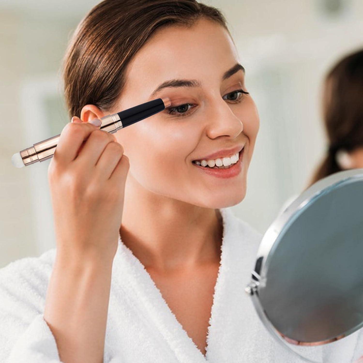 Maxzitank Purple Eyeshadow Stick And Sponge Makeup Brush Cream Shimmer Smooth Shadow Pencil Eyeliner Long Lasting Waterproof Eye Shadow Highlighter Stick Hypoallergenic Multi-Dimensional Eyes Look ( # 08)