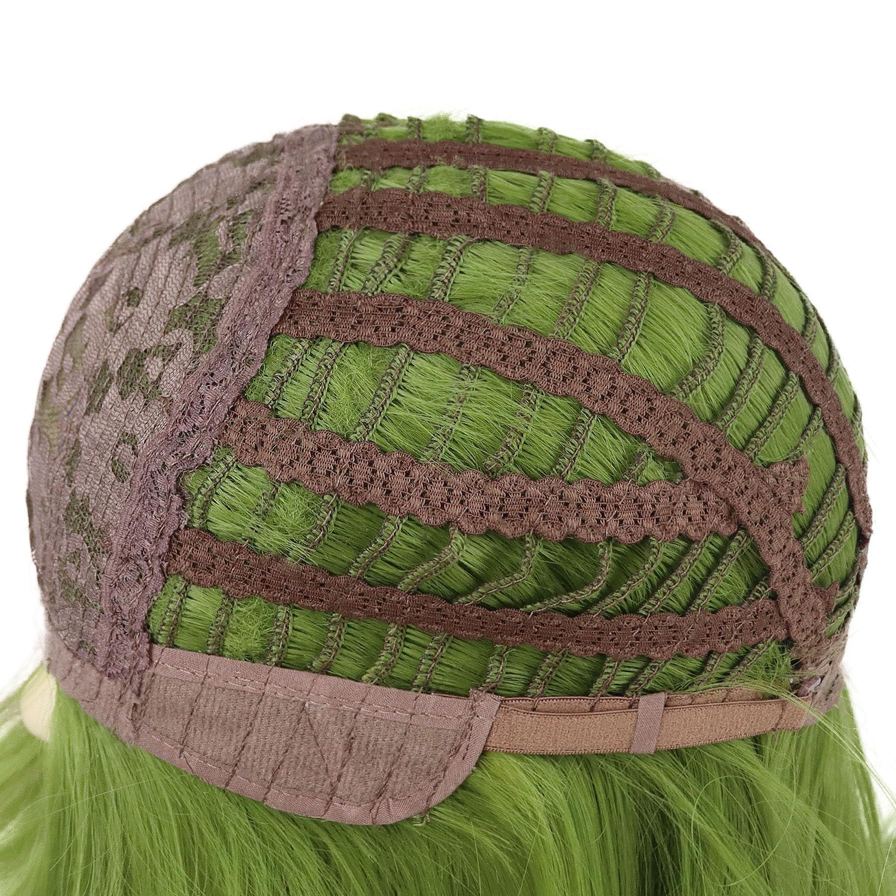 GNIMEGIL GNIMEGIL 16 inches Green Wig Cosplay with Bangs Trendy Short Straight Hair Costume Wig for Women Halloween Carnival Party Wig Heat Resistant Synthetic Fiber