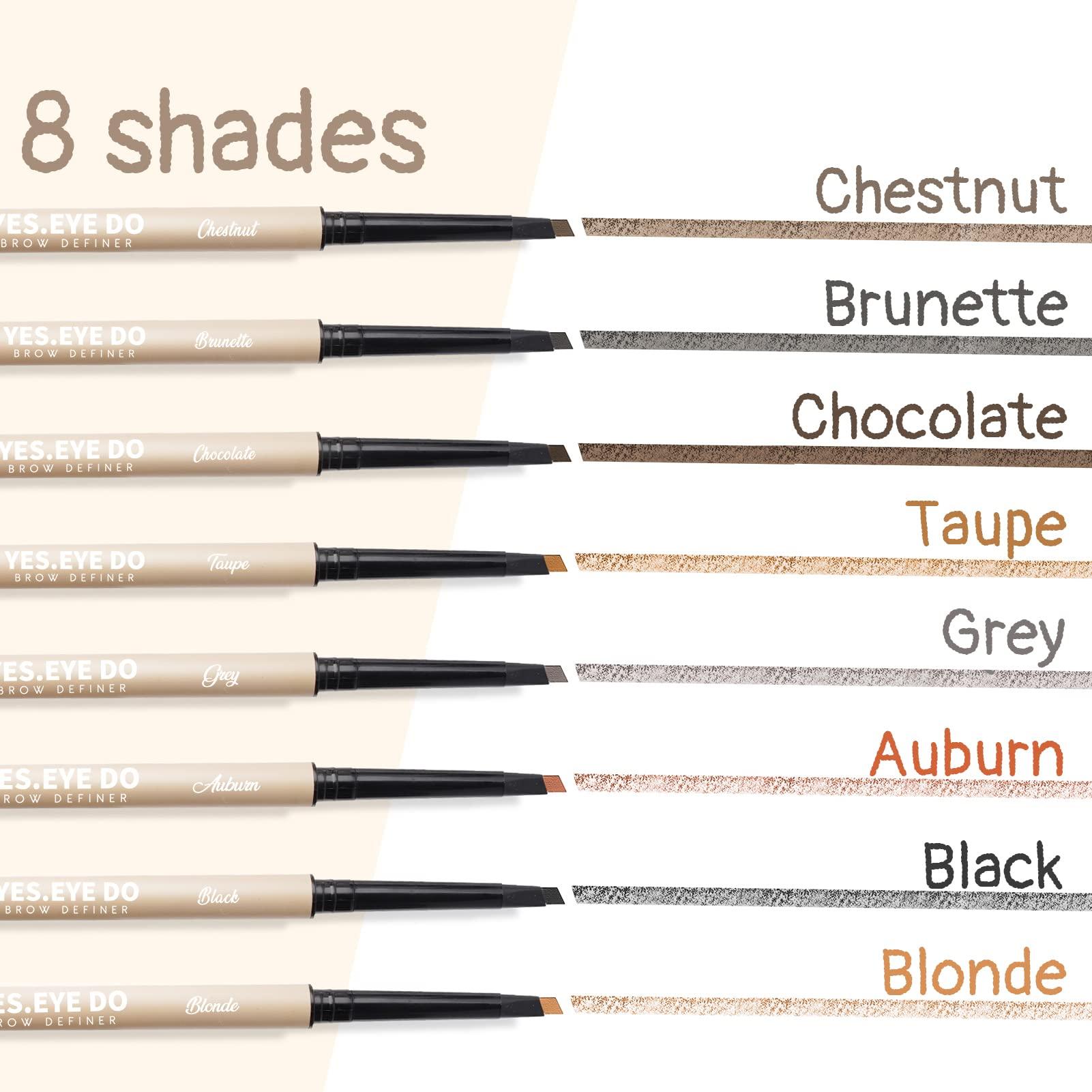 YES.EYE DO Grey Eyebrow Pencil for Older Women Soft, Retractable Gray Eyebrow Pencil with Spoolie, Ultra Fine Brow Pencil for Gray Hair with hair like strokes, Long-lastin, Waterproof, Grey, YES.EYE DO