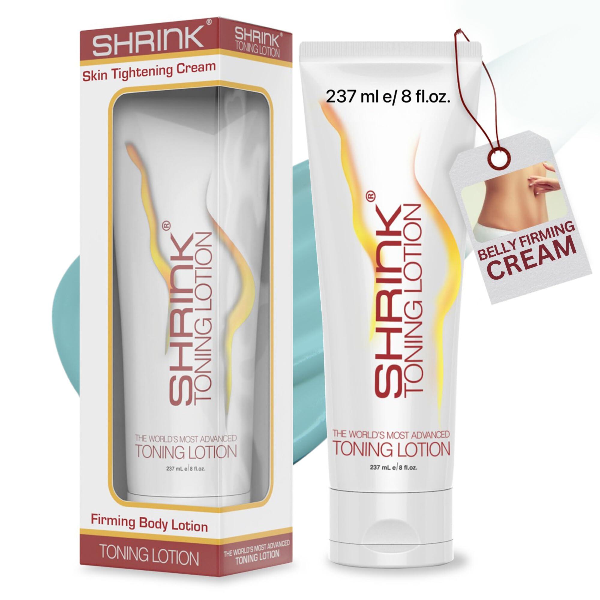 shrink Shrink Toning Lotion - Heat Activated Cellulite Cream and Firming Body Lotion for Women and Men - Body Cream for Stomach, Tummy, and Body - with Caffeine, Vitamin E, Skin Tightening Body Cream (8oz)