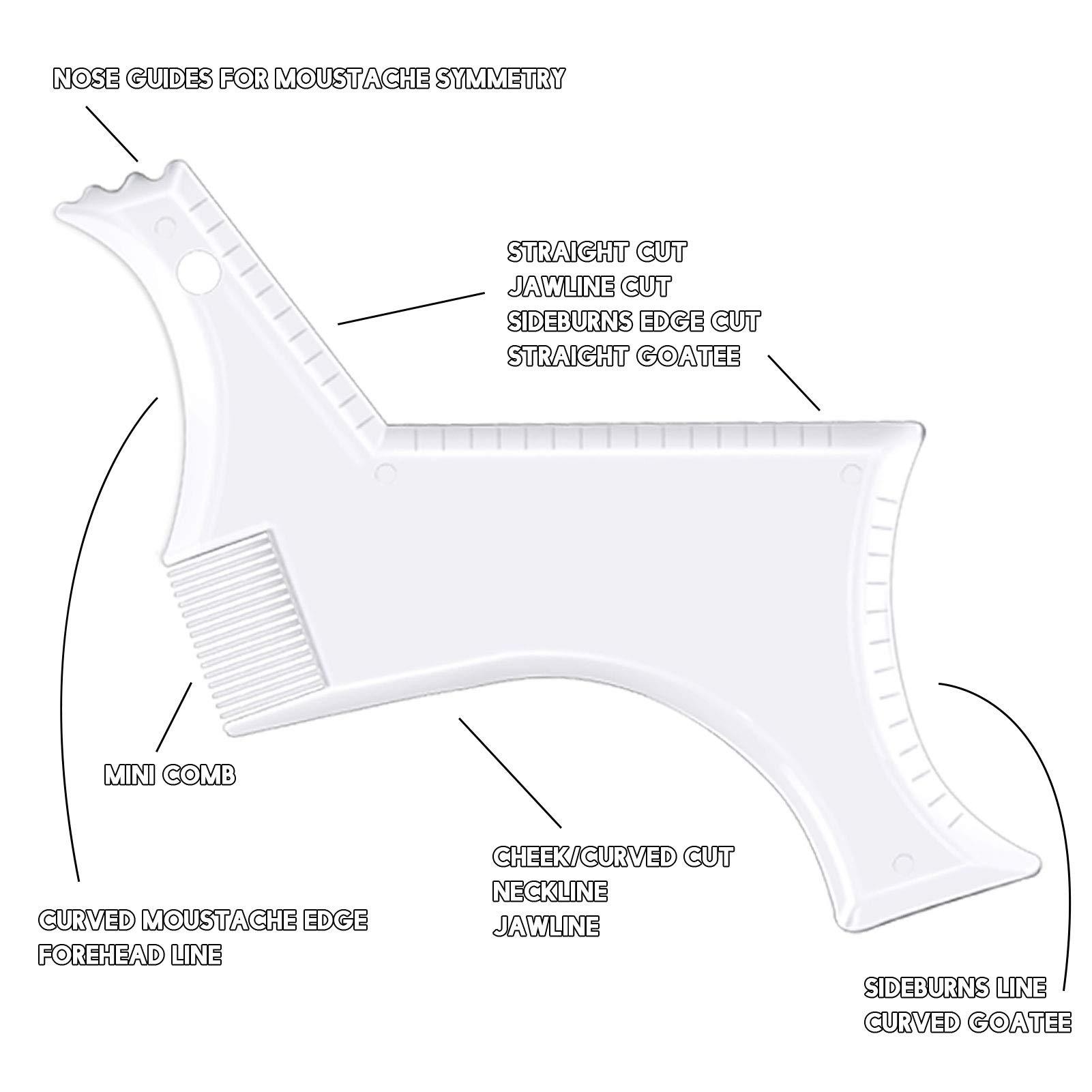 Kucheed Beard Shaping Tool Trimmers for Men, Kucheed Beard Shaper with Inbuilt Comb Cool Care Black Transparent, Beard & Mustache Trimmers Cut Buddy Beard Lineup Tool Styling Template Comb barber Accessories