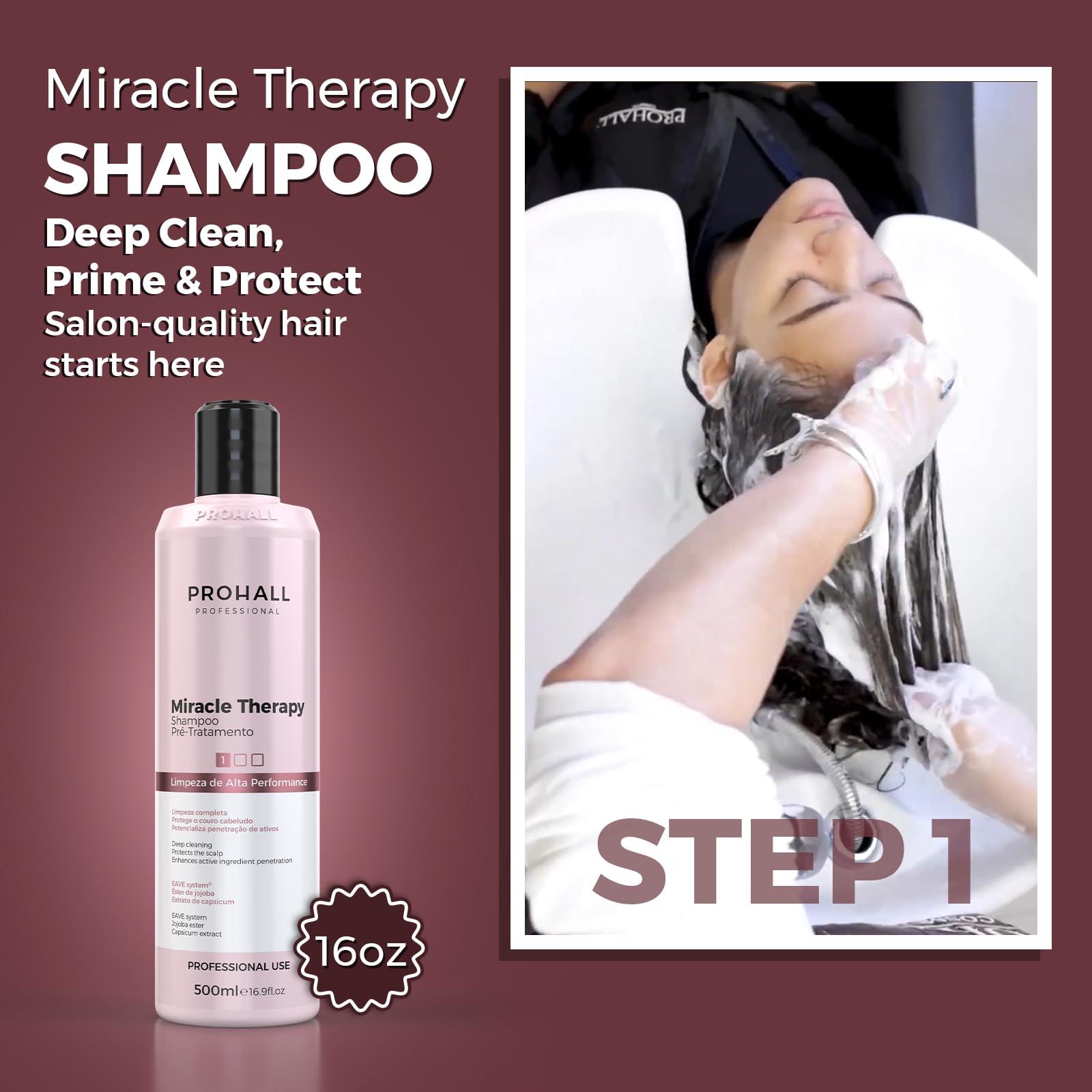 Prohall Cosmetic Brazilian Keratin Hair Treatment Blowout Complex- Prohall Miracle Therapy Kit 44Floz/ 1300ml- Formaldehyde Free Keratin Treatment at Home -Queratina Brasilea Keratina Para Alisar el Pelo Sin Formol