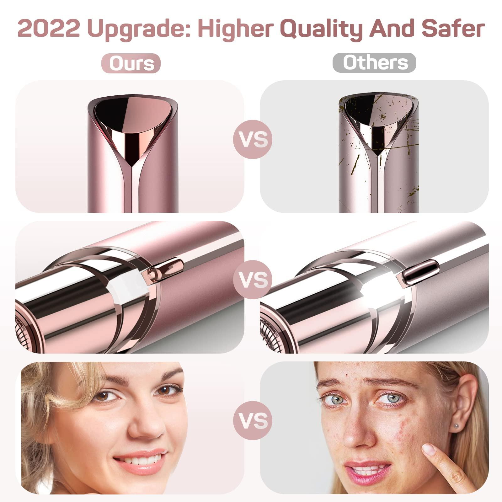 gurelax Facial Hair Removal for Women, Electric Painless Rechargeable Facial Hair Remover for Face, Lip, Chin with 2 x Replacement Heads