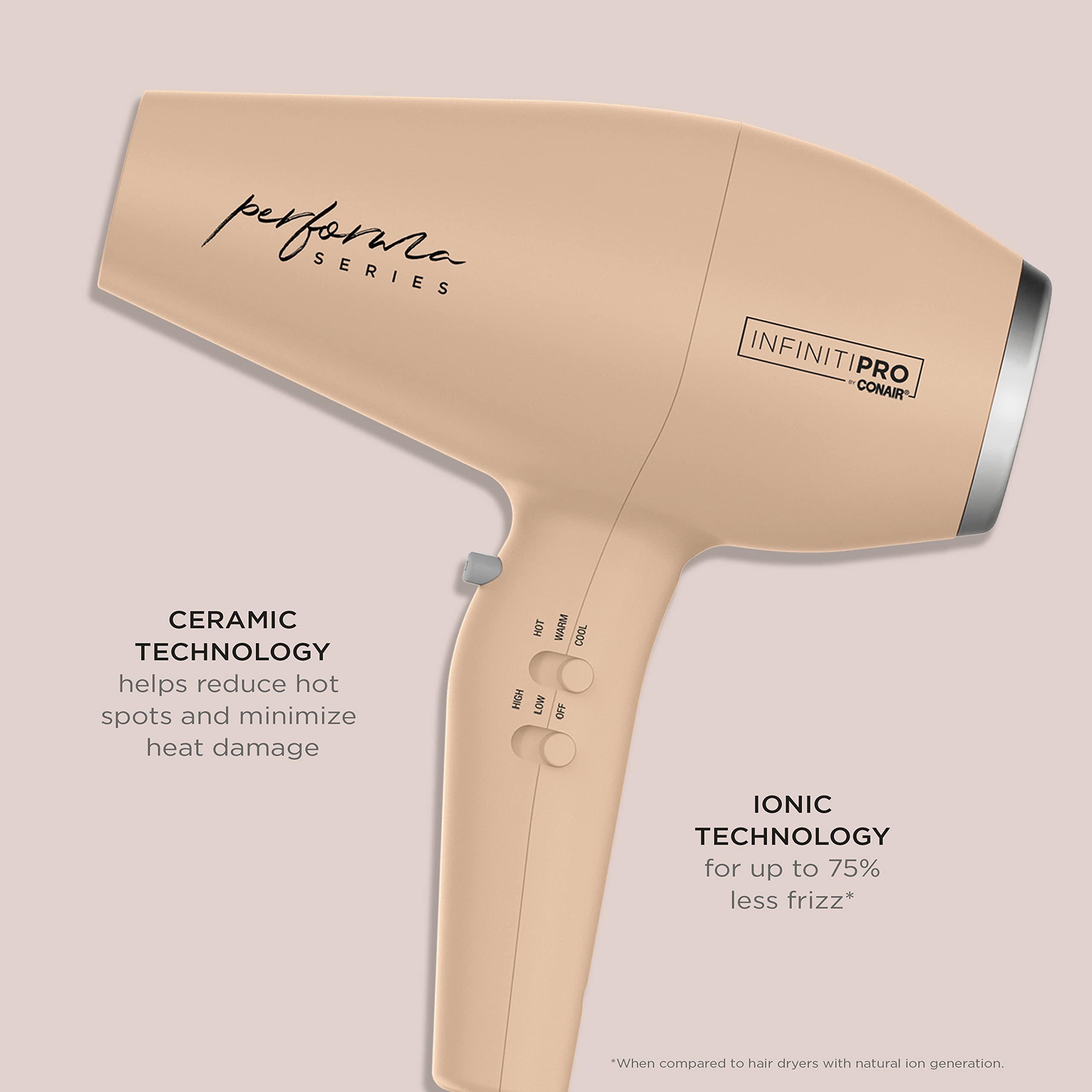 Conair Conair Infiniti Pro Hair Dryer with Diffuser plus 3 Other Attachments | Performa Series Hair Dryer | Blow Dryer with Professional Performance Motor | Blush Pink