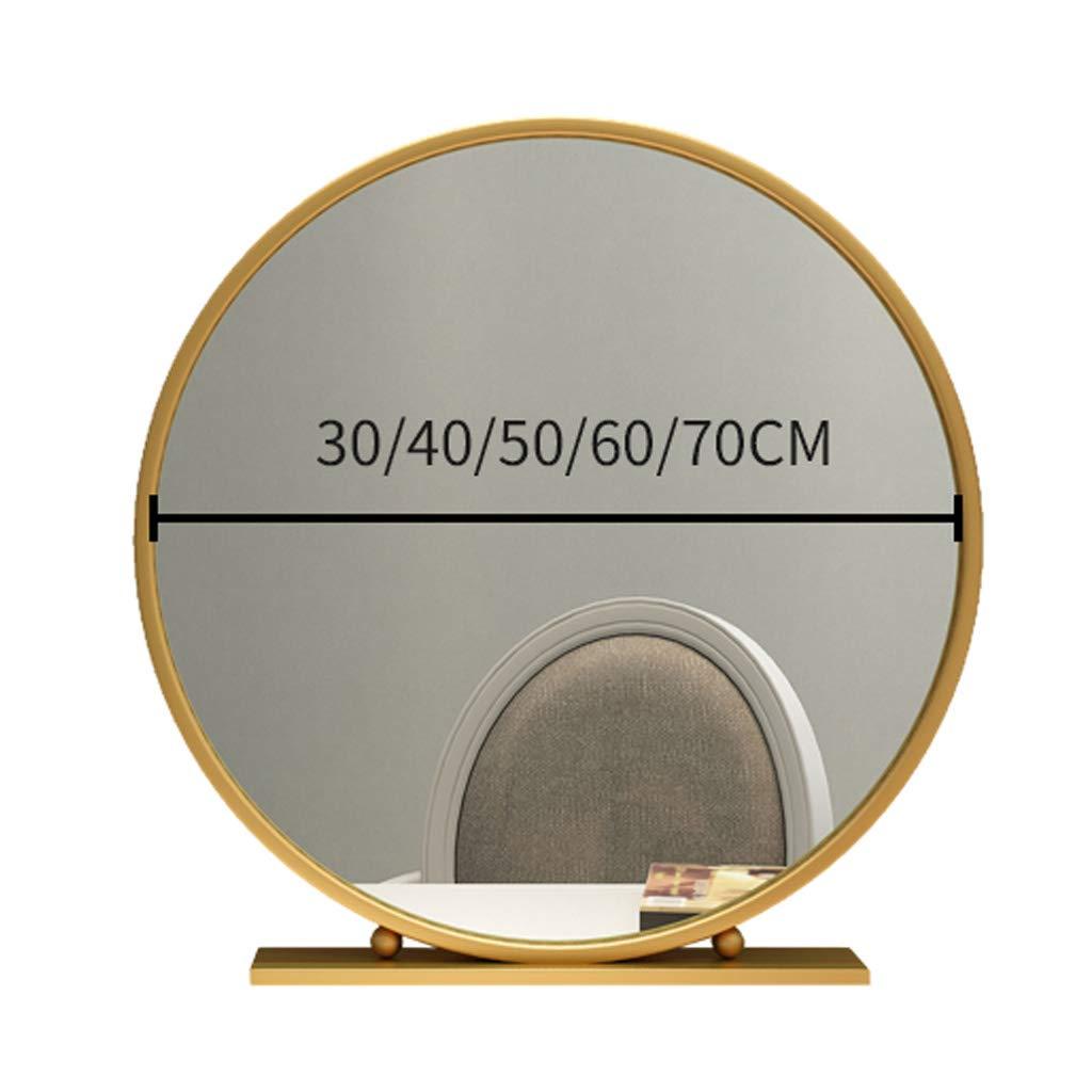 WRRAC-Mirror Free Standing Dressing Table Mirror Bedroom Makeup or Shaving Mirrors with Base Round Table Top Mirror - Diameter 40/50/60CM