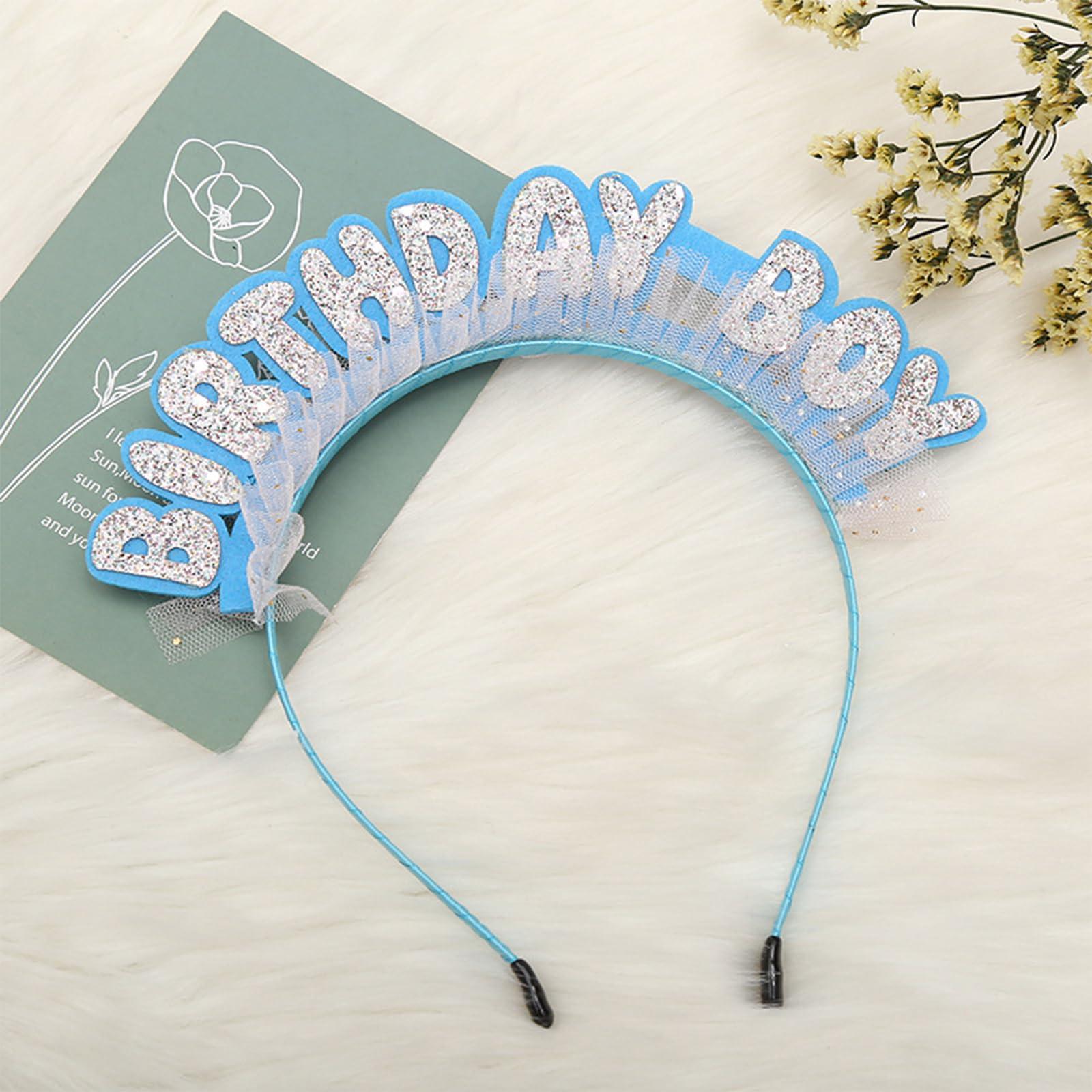 Pejlnd Pejlnd Happy Birthday Headband - Pink Sequins Headpiece for Girls Kids Birthday Party Decorations Supplies