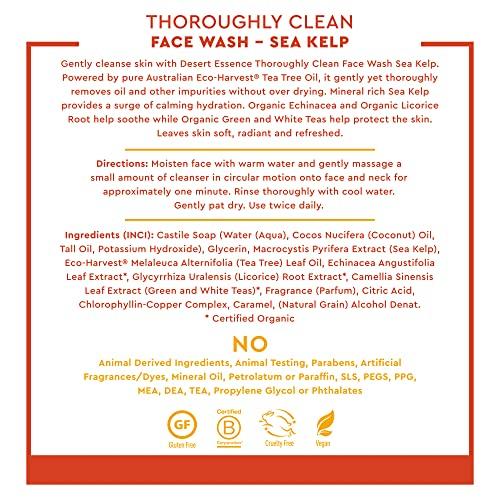 Desert Essence Desert Essence Thoroughly Clean Face Wash with Sea Kelp, Tea Tree Oil, Nourishing Castile Soap, Coconut Oil & More - Gently Remove Dirt & Impurities Without Drying Skin - Vegan, Sulfate Free - 8.5oz