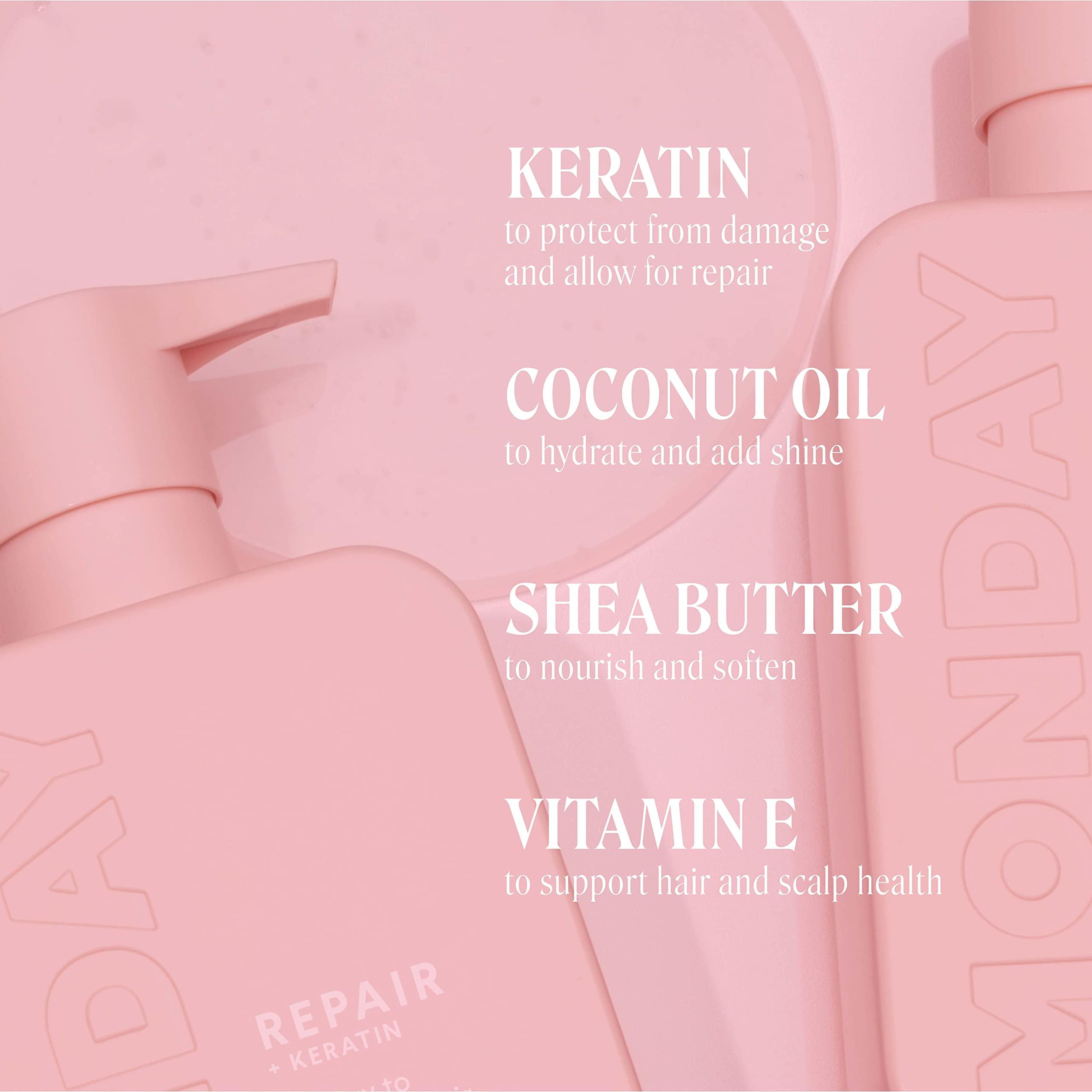 MONDAY HAIRCARE MONDAY HAIRCARE Repair Shampoo 12oz for Dry to Damaged Hair, Made with Keratin, Coconut Oil, Shea Butter and Vitamin E (350ml)