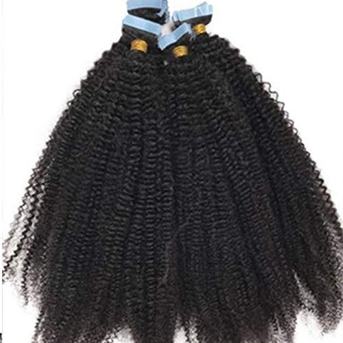 RJ HAIR RJHAIR 4B 4C Kinky Curly Tape In Human Hair Extensions Skin Weft Adhesive Invisible Mongolian Afro Curly Hair 40pcs/100g (16inch 40Pcs, #4(Dark Brown))