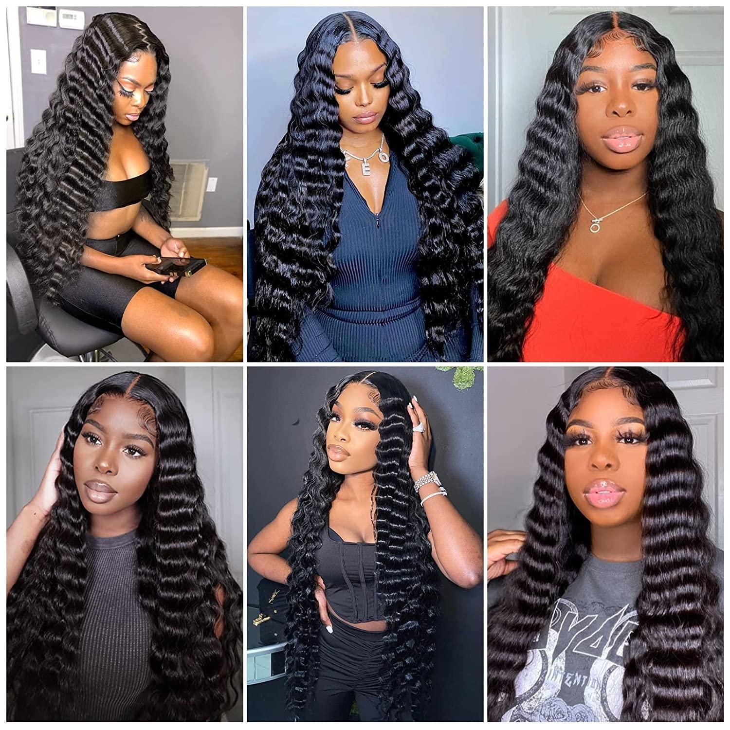 suerkeep Loose Deep Wave Human Hair Bundles and Closure Loose Wave Bundles With Lace Closure Big Deep Curly Wave Human Hair Bundles With Lace Closure Deep Loose Wave Bundles With Closure Loose Deep Wave With Closure 3 Bundles With 4X4 Lace Closure(16 18 20+14