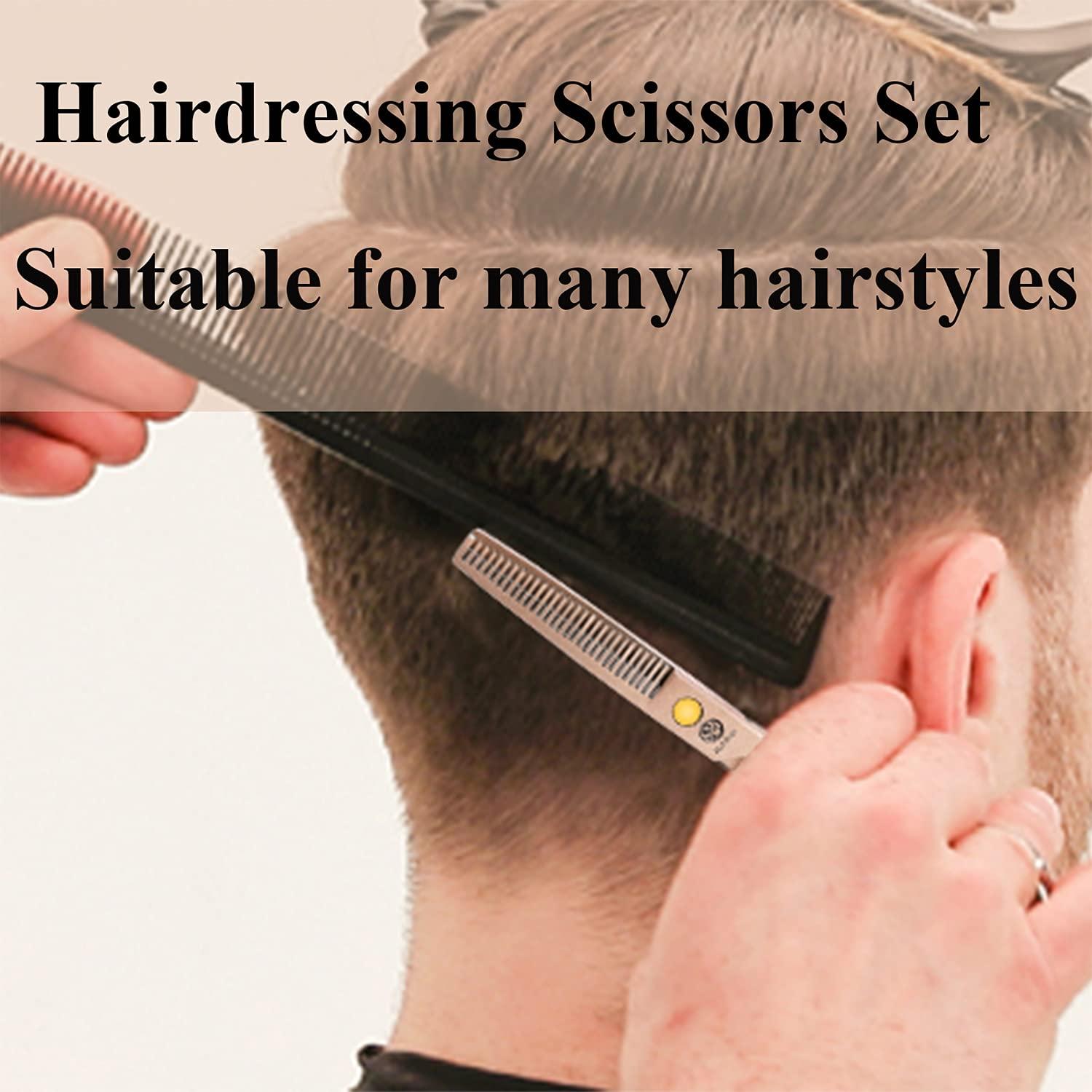 Purple Dragon Purple Dragon 5.5 inch Hair Cutting Scissors Set with Razor, Leather Scissors Case, Barber Hair Cutting Shears Hair Thinning/Texturizing Shears for Professional Hairdresser or Home Use (Rose Gold)