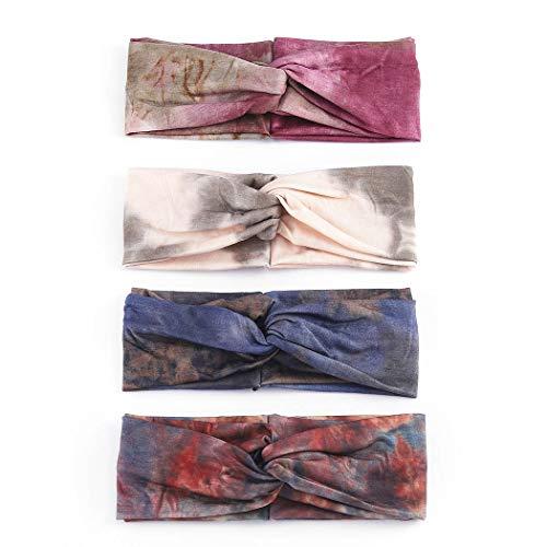 Bohend Bohend Boho Headband Wide Flower Boho Bandeau Criss Cross Elastic Daily Use Yoga Athletic Hair Accessories for Women and Girls (A)