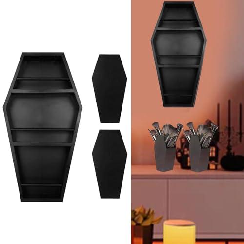 XWXLIJV XWXLIJV Wall Mounted Cosmetic Storage Rack Cosmetic Display Case with 2 Makeup Brush Storage Box Black Makeup Organizer for Bathroom