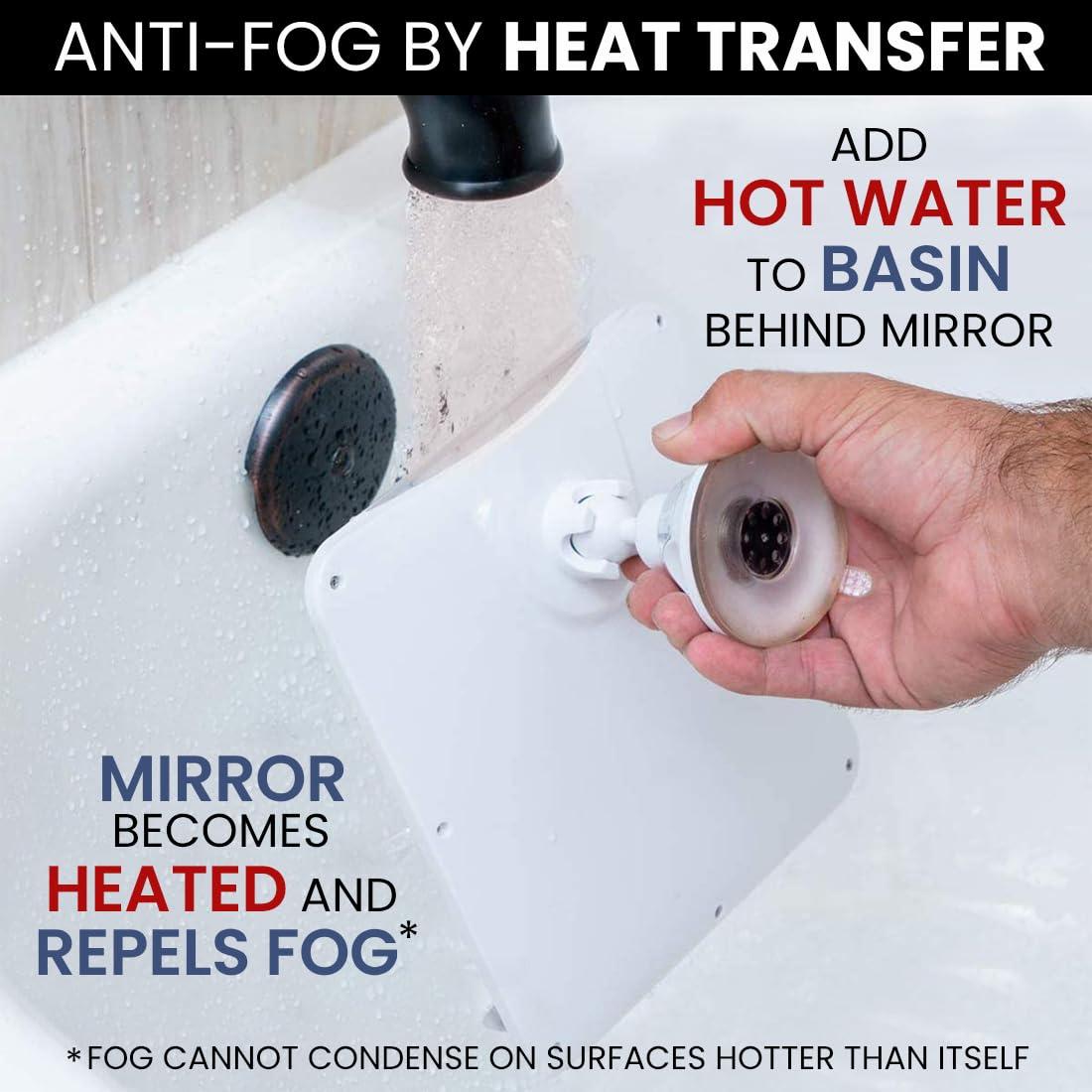 MIRRORVANA MIRRORVANA Shower Shaving Mirror with Dual Anti Fog - Fogless Shatterproof Surface with Razor Holder and Strong 360 Suction Cup (8" x 7", White)