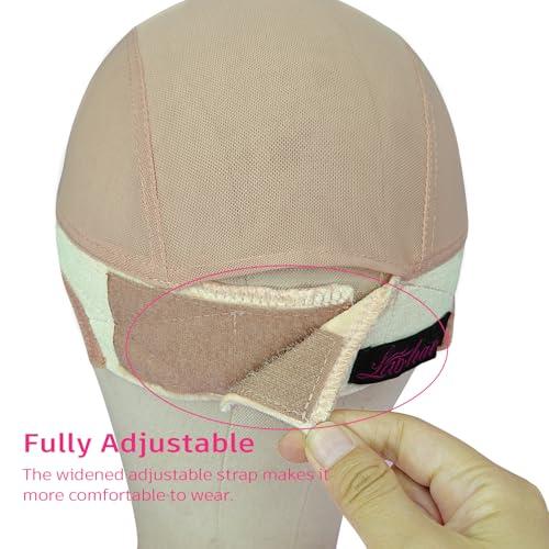 LAB HAIRS LAB HAIRS Wig Cap with Grip Band for Keeping Wigs in Place, More Full Cap-wide Transparent Lace for Lace Front Wigs - Brown/Black/Nude Non Slip Cap Make Your Wig Be Glueless (Nude-M)