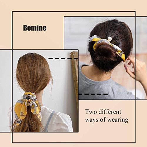 Bomine Bomine Chiffon Scrunchies Silk floral Hair Ties Ponytail Hair Scarfs for women and Girls 3PCS