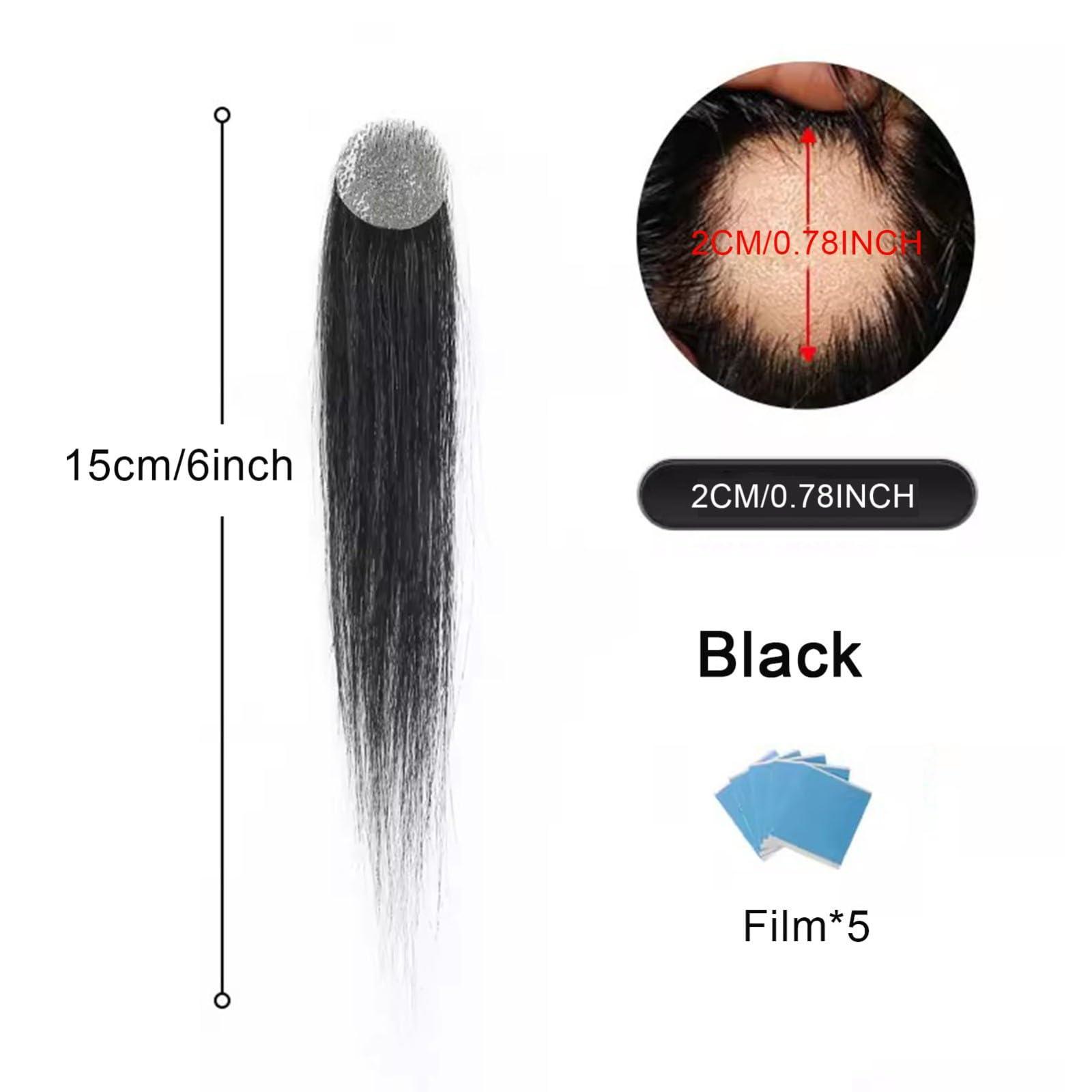 ZBYXPP ZBYXPP Bald Spot Hair Patch Toupee, Human Hair Natural Hair Replacement Unit For Men and women Hairline(Black,2cm)
