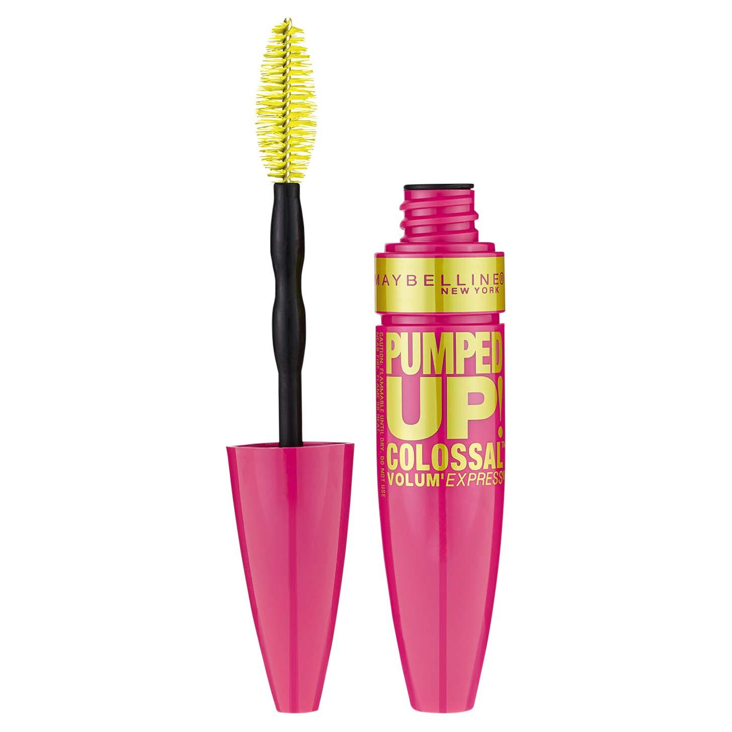 MAYBELLINE Maybelline Volum\' Express Pumped Up Colossal Mascara, Washable Formula Infused with Collagen for Up To 16x Lash Volume, Glam Black, 1 Count (Pack of 2)