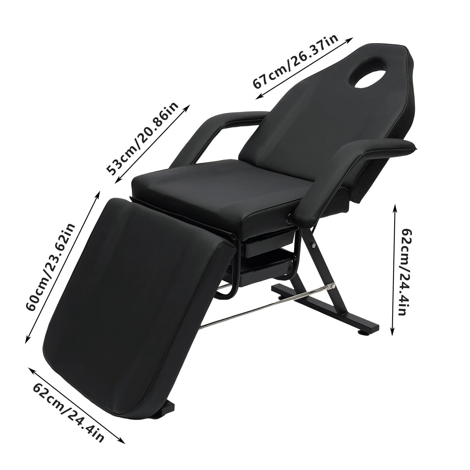 ZAWAYINE Artist Hand Tattoo Chair Salon Chair for Client with Tray Facial Bed Lash Bed for Eyelash Extensions Massage Table Bearing Capacity 441Lbs (Black)