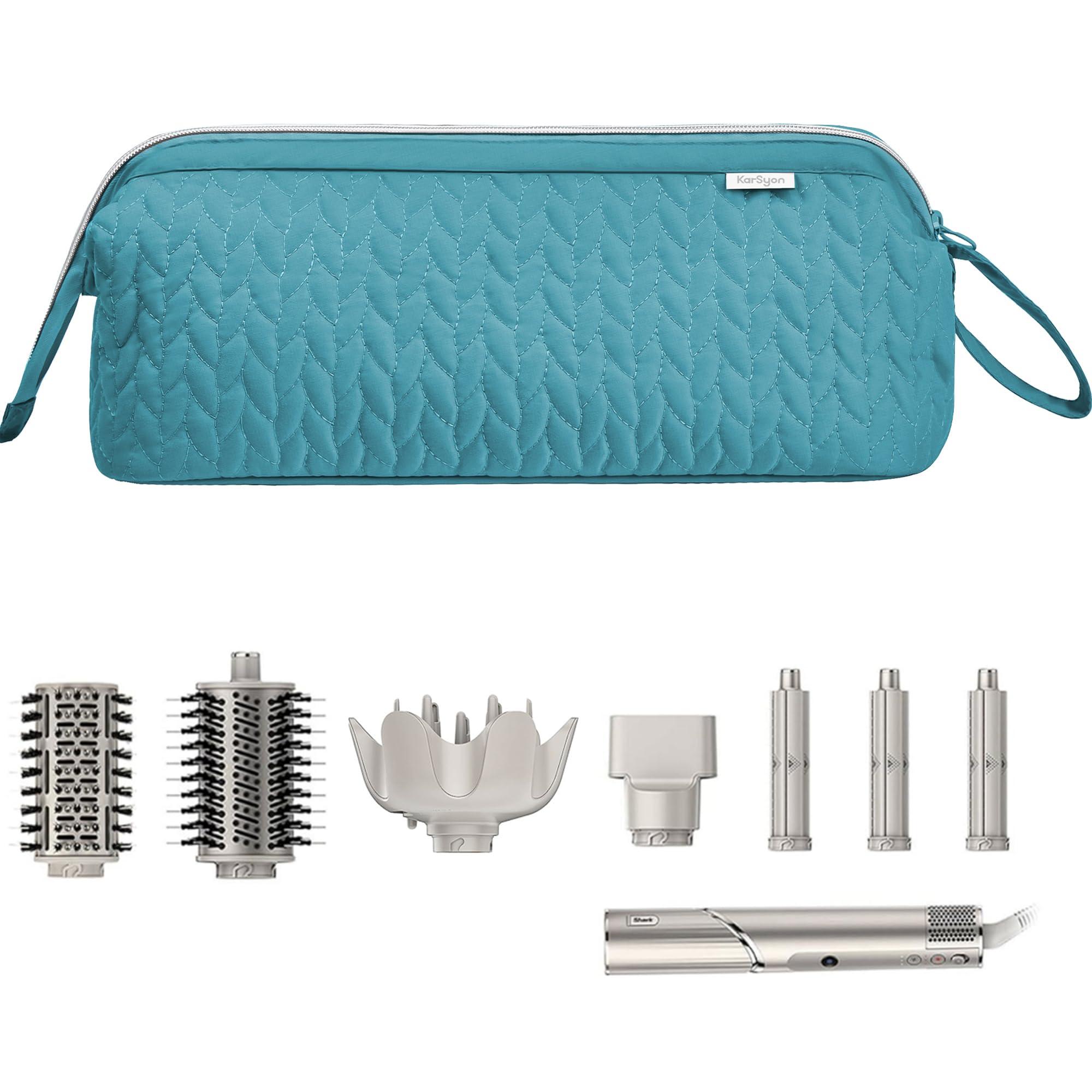 KarSyon KarSyon Shark Flex Style Case for Dyson Airwrap Hair Dryer Brush Revlon Hair Tools Travel Bag Carrying Case Flat Curling Iron Organizer (Teal Blue)