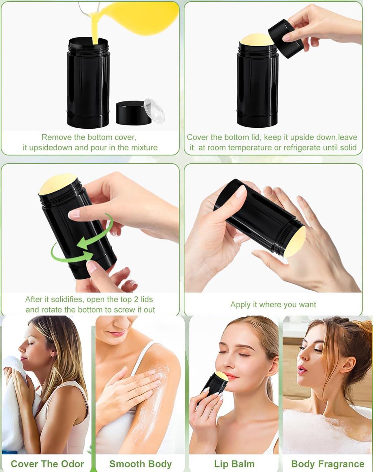 Minsily Minsily 10 Pack 75ml Round Empty Deodorant Containers 2.5oz Twist Up Filling Stick Plastic Deodorant Container Empty Lip Balm Tubes Refillable Deodorant Bottle for DIY Lipstick Crayon Chapstick(Black)