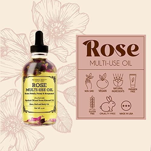 Provence Beauty Rose Multi-Use Oil for Face, Body and Hair - Organic Blend of Apricot, Vitamin E - Honey Suckle Jasmine Multi-Use Oil for Face, Body & Hair