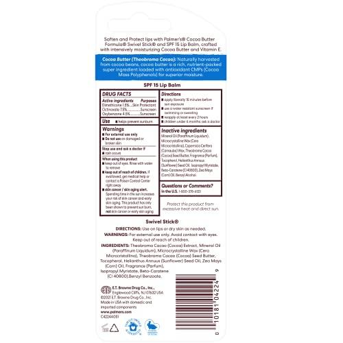 Palmer's Palmer\'s Cocoa Butter Formula Duo Pack, Moisturizing Swivel Stick and Lip Balm with Vitamin E, All Day Moisturization, For use on Lips, Dry Patches, Marks & Scars (Pack of 2)