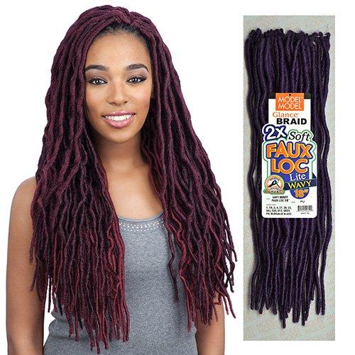 Model Model Model Model Synthetic Hair Crochet Braids Glance 2X Soft Medium Faux Loc Lite Wavy 18" (6-Pack, 4)