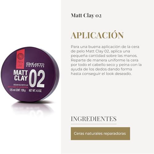 SALERM SALERM - Hair Wax - Pro Line Matt Clay 02-125 ml - for Medium and Long Hair - Medium and Flexible Hold - Long-Lasting - Matte Finish - Hair Texturizer - Nourishes and Hydrates