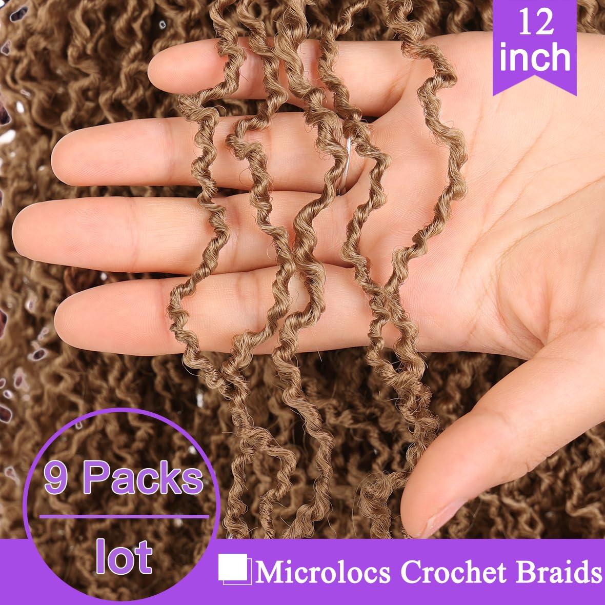 ZRQ ZRQ 12 Inch New Micro Locs Crochet Braids Light Brown Synthetic Curl Crochet Sister Locs Hair African Roots Microlocs Braids 12\'\',27