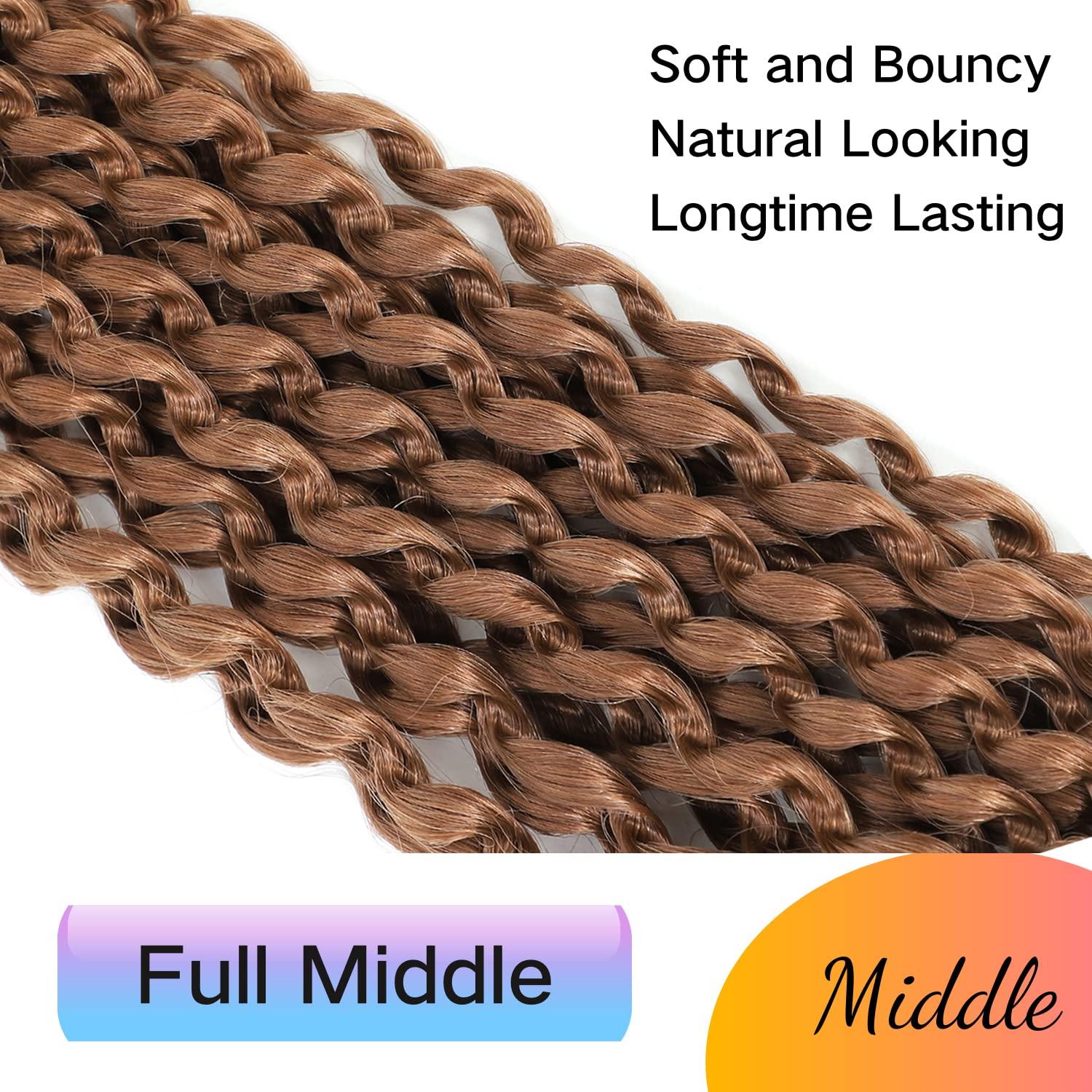 Ceajae Long Passion Twist Hair 18 Inch Water Wave Crochet Hair for Black Women Passion Twist Crochet Hair for Butterfly Locs 8 Pack Curly Crochet Passion Twist Braiding Hair Extensions 30# Caramel Brown