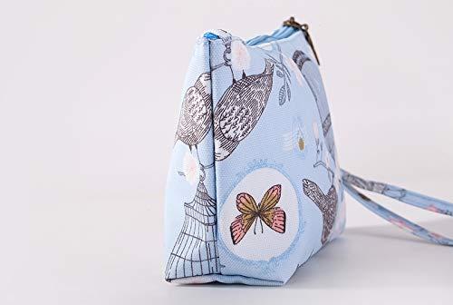 BPQ_W Makeup Bag with Zipper, Cotton Linen Large-Capacity Cosmetic Bag + Flower Print Toiletry Pouch Clutch Organizer Travel Storage Bag (L)