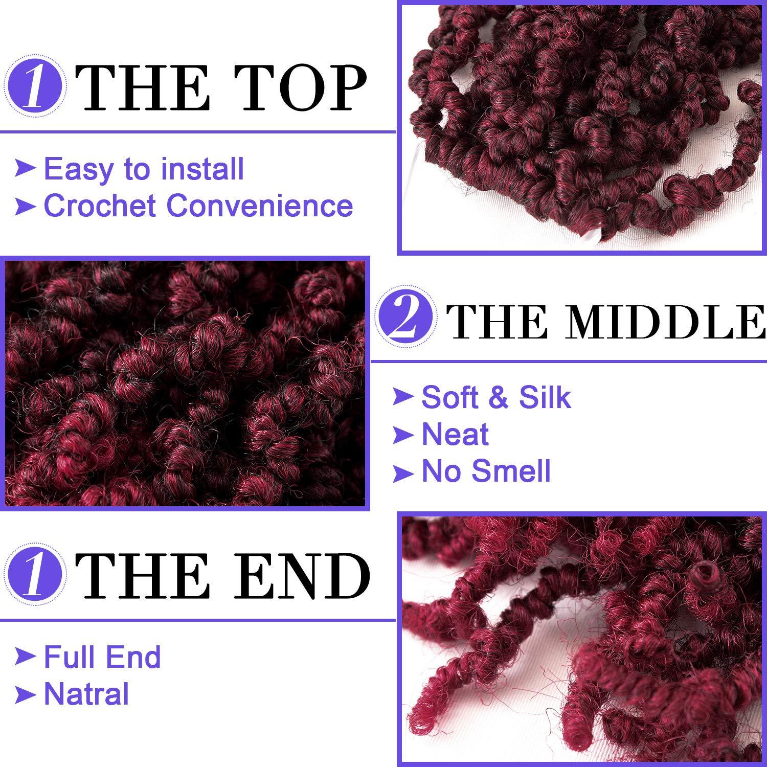 Kori Koli Kori Koli 3 Packs Short Curly Spring twist Braids Synthetic Crochet Hair Extensions 10 inch 15 strands/pack Ombre Crochet Twist Braids Fiber Fluffy Curly Twist Braiding Hair Bulk (T1B/BUG#)