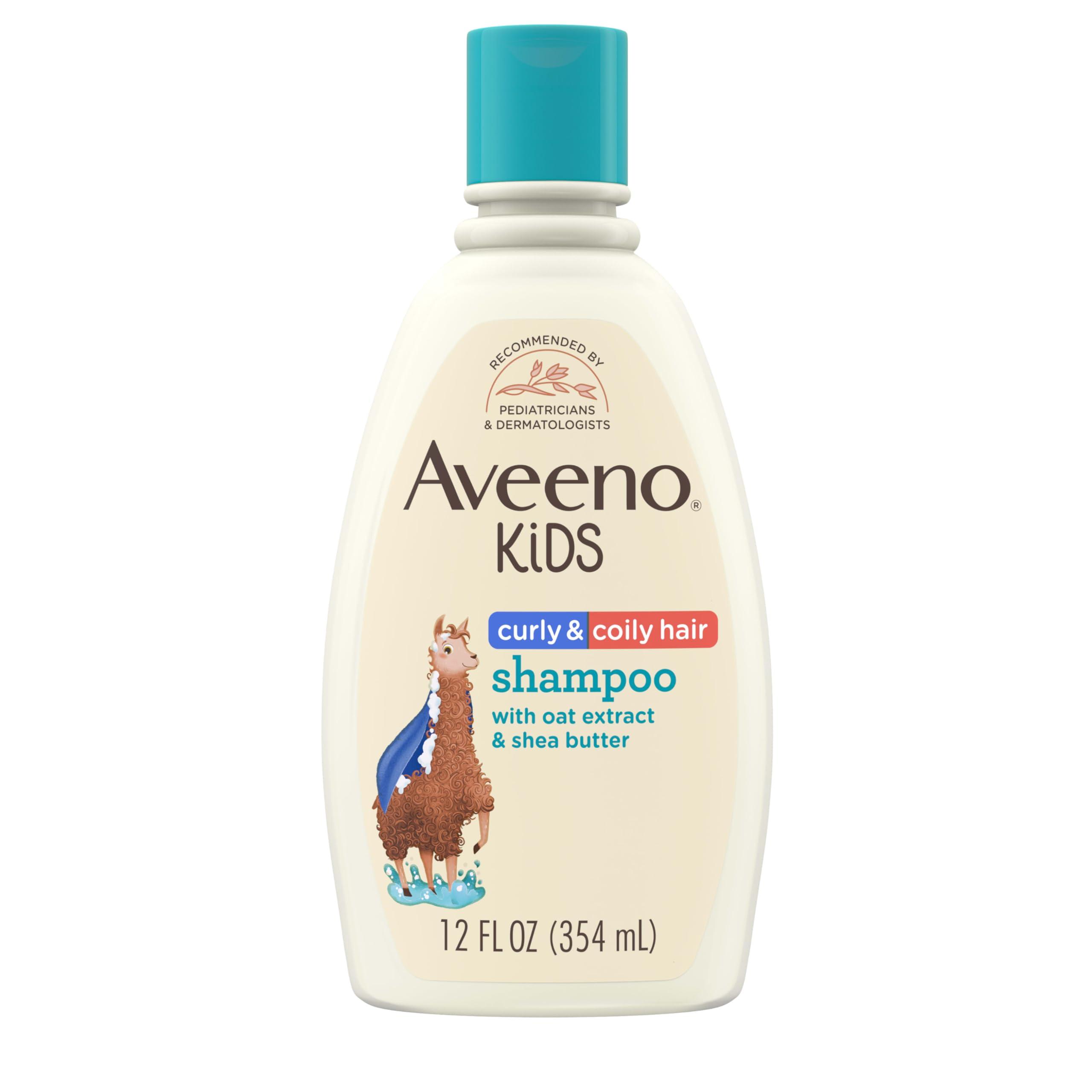 Aveeno Baby Aveeno Kids Curly & Coily Hair Shampoo, Hydrating Shampoo for Type 3 & 4 Hair, Kids Curly Hair Products suitable for Sensitive Scalps with Oat Extract & Shea Butter, Paraben-Free, 12 fl. oz