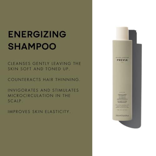PREVIA PREVIA Energising Shampoo for Thinning Hair Loss Treatment Vegan Formula with Natural Stem Cells Sulfate and Paraben Free for Thicker Fuller Hair Strengthens Roots and Promotes Hair Growth 8.45 oz