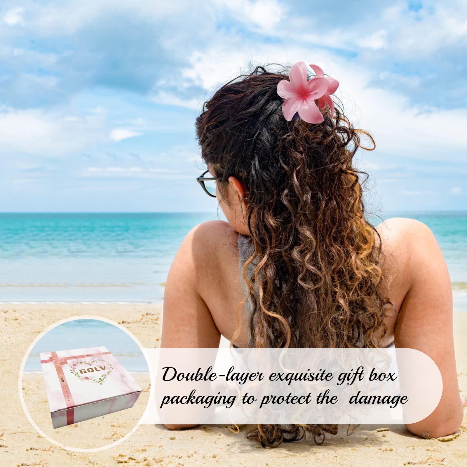 GQLV GQLV Hair Clip, 4 Count White Flower Claw Clips for Thick/Thin Hair, Strong Hold Nonslip Hair Clips, Tropical Hair Accessories for Women Girls, Hawaiian Holiday Gifts