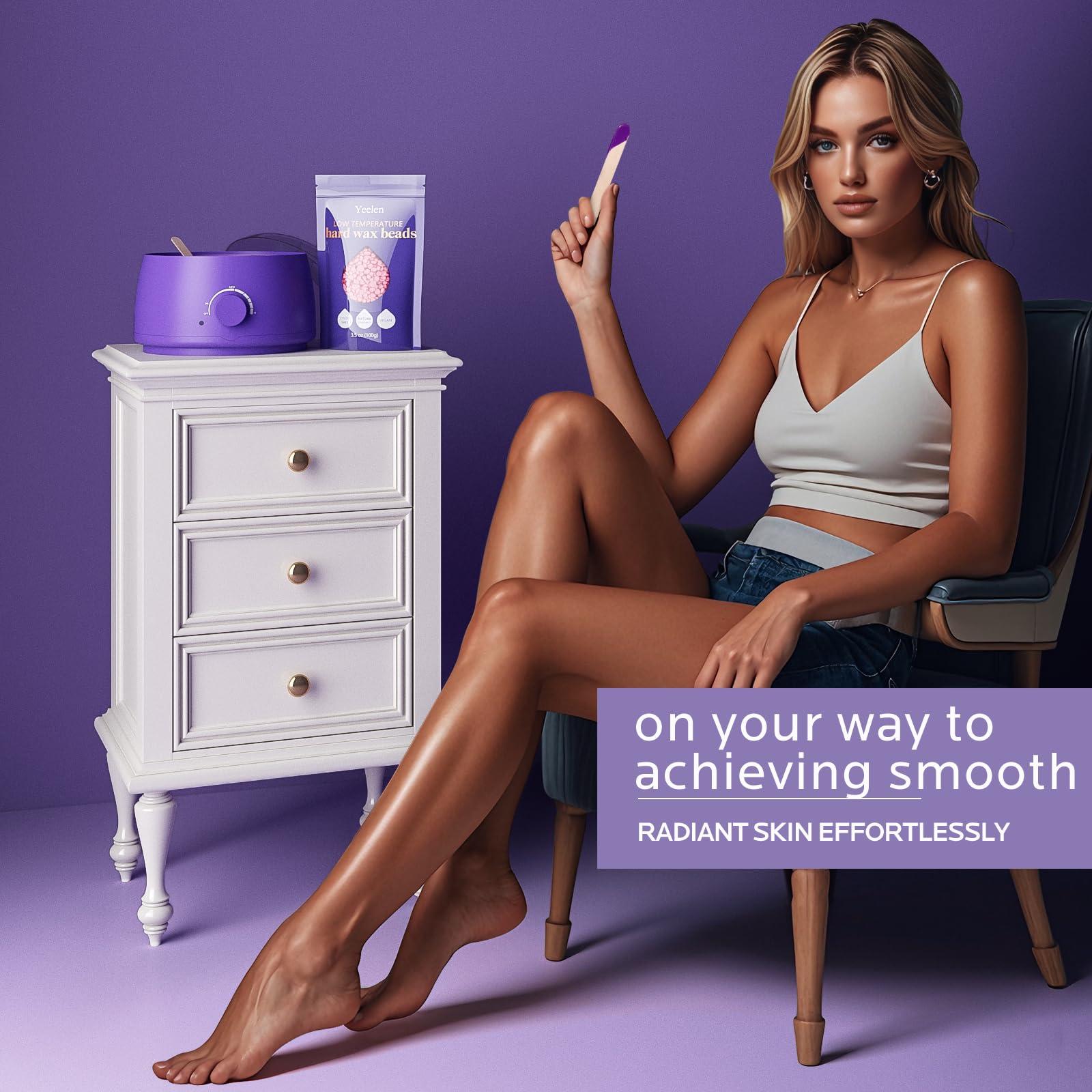 Bestienoly Home Waxing Kit for Women Men: for Sensitive Skin Brazilian Body Wax Kit for Coarse Hair Removal - with 6 Packs Hard Wax Beads 40pcs Waxing Strips a Wax Machine Nose Hair sticks