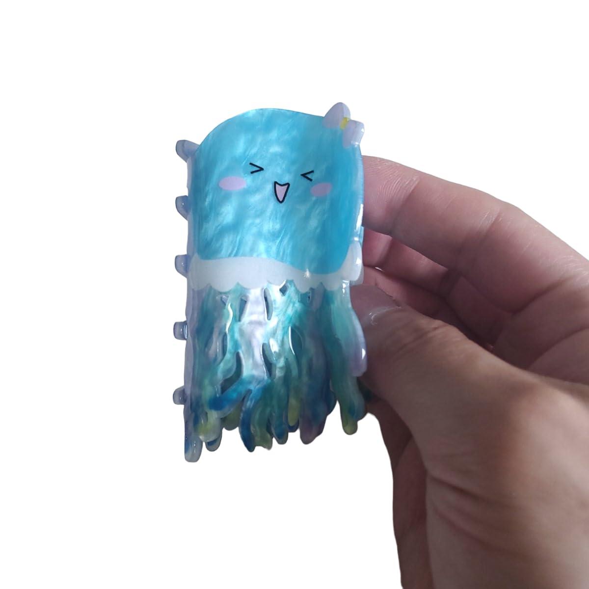 Clip Sugar Cartoon Jellyfish Hair Clip,Acrylic Hair Clip,Small Claw Clip for Women, 1 Count (Pack of 1)
