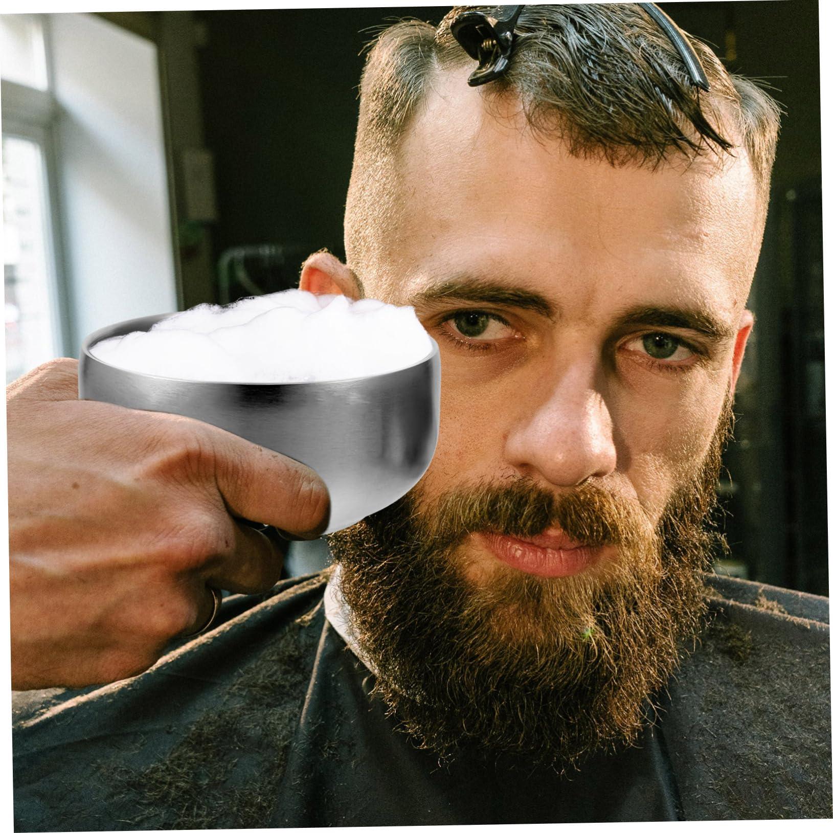 Ipetboom Ipetboom Stainless Steel Shaving Bowl with Lid Soap Men\'s Shaving Soap Dish for Home Barber Shop Salon