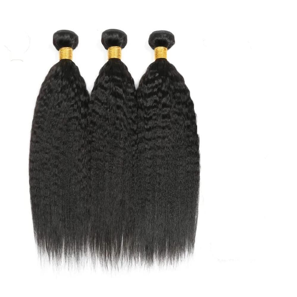 NiegMeag NiegMeag 26 26 26 Inch Yaki Straight Bundles Human Hair Brazilian Kinky Straight Human Hair 3 Bundles Yaki Hair Bundles Virgin Kinky Straight Human Hair Extensions Natural Black 300g