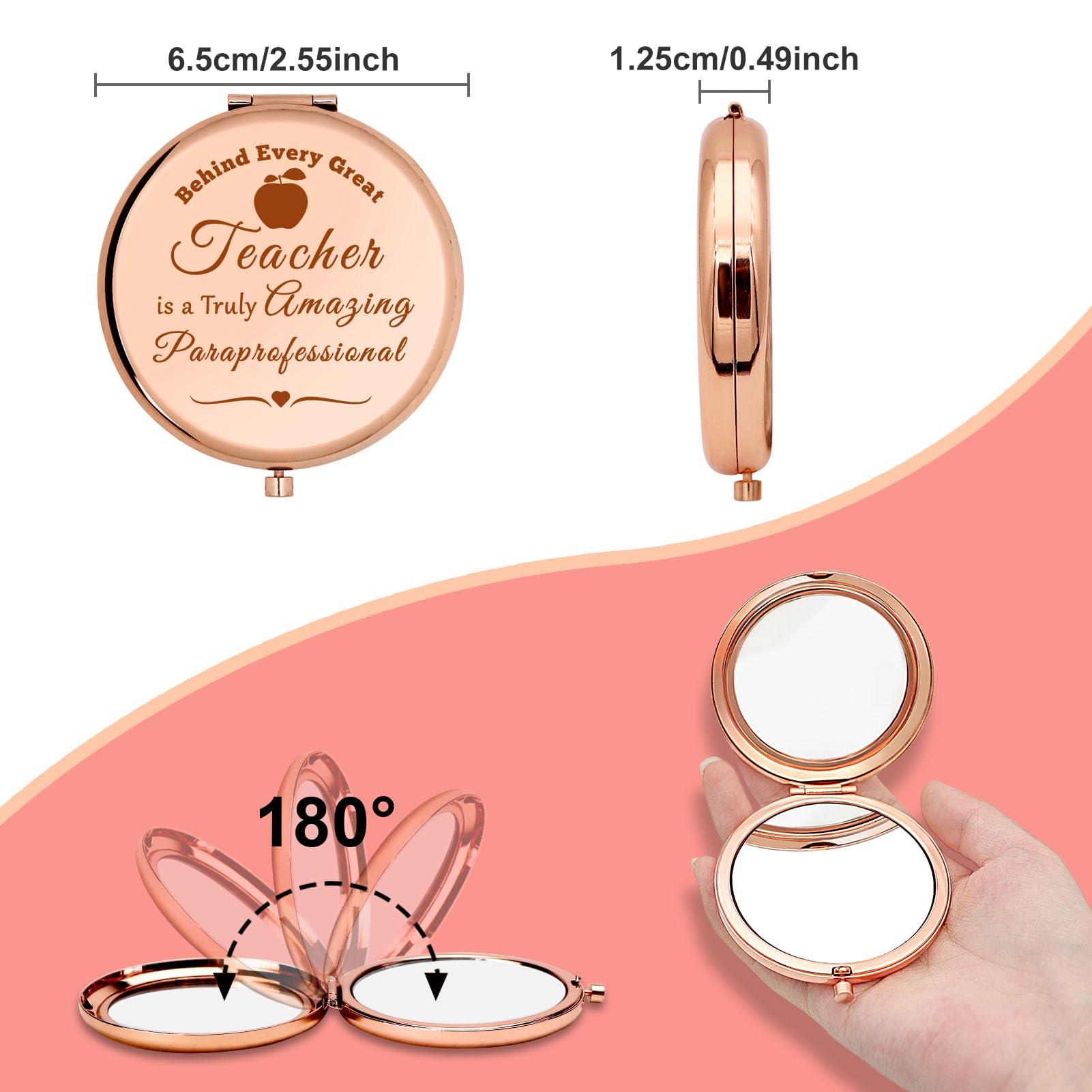 Gevody Paraprofessional Appreciation Gifts Teacher's Aide Gift Compact Makeup Mirror Paraeducator Gift para Teacher Gift para Thank You Gifts Graduation Folding Makeup Mirror Paraprofessional Gifts