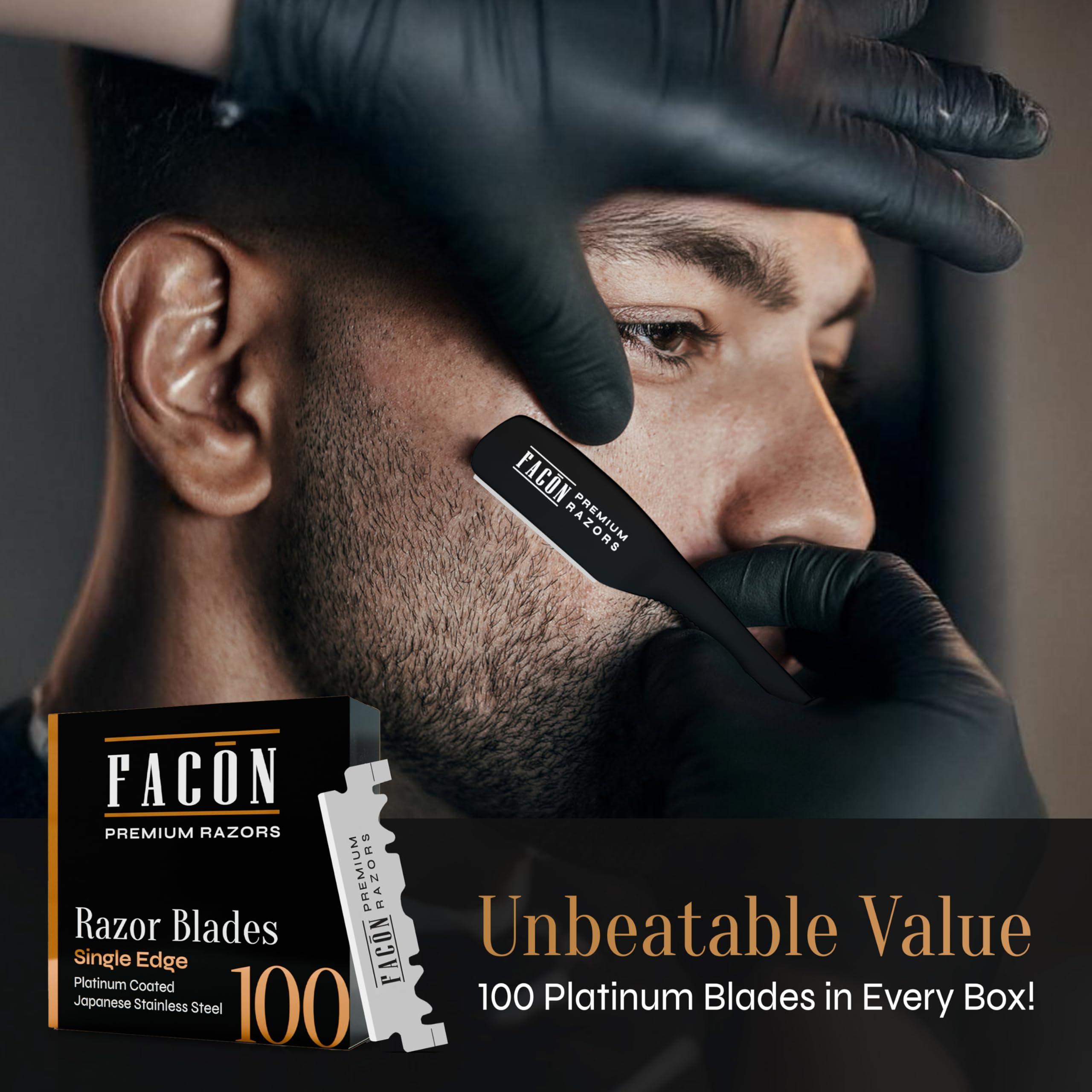 FACON Facn Straight Razors for Men - Professional Barber Straight Edge Razor Kit with 100 Blades,Japanese Stainless Steel Barbero Shaver for a Smooth & Precise Shave, Premium Barber Razor for Men's Shaving