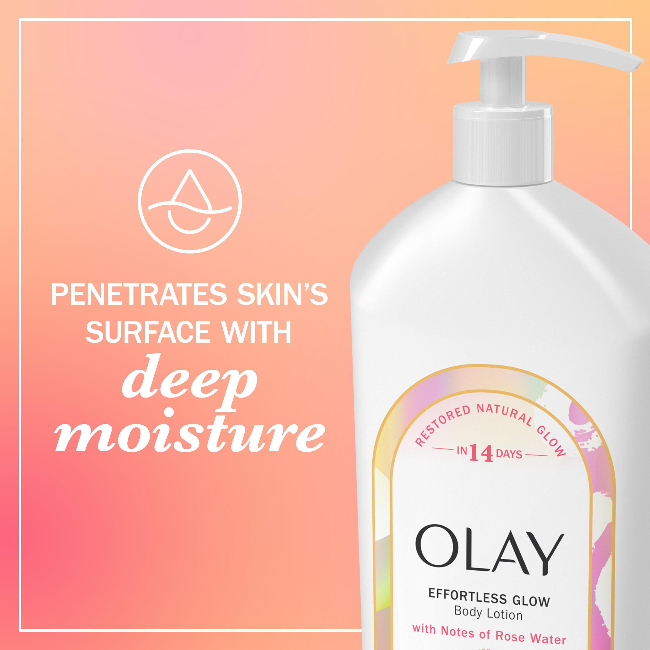 Olay Olay Effortless Glow Hydrating Body Lotion for Women, Restore Skin's Natural Glow, Absorbs Instantly, Notes of Rose Water Scent, 18 fl oz